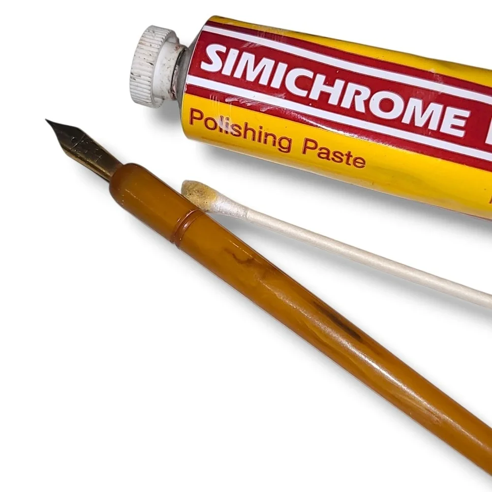 Vintage Butterscotch Bakelite Dip Pen 14 Ct Gold Plated Nib No 4 Writing Pen